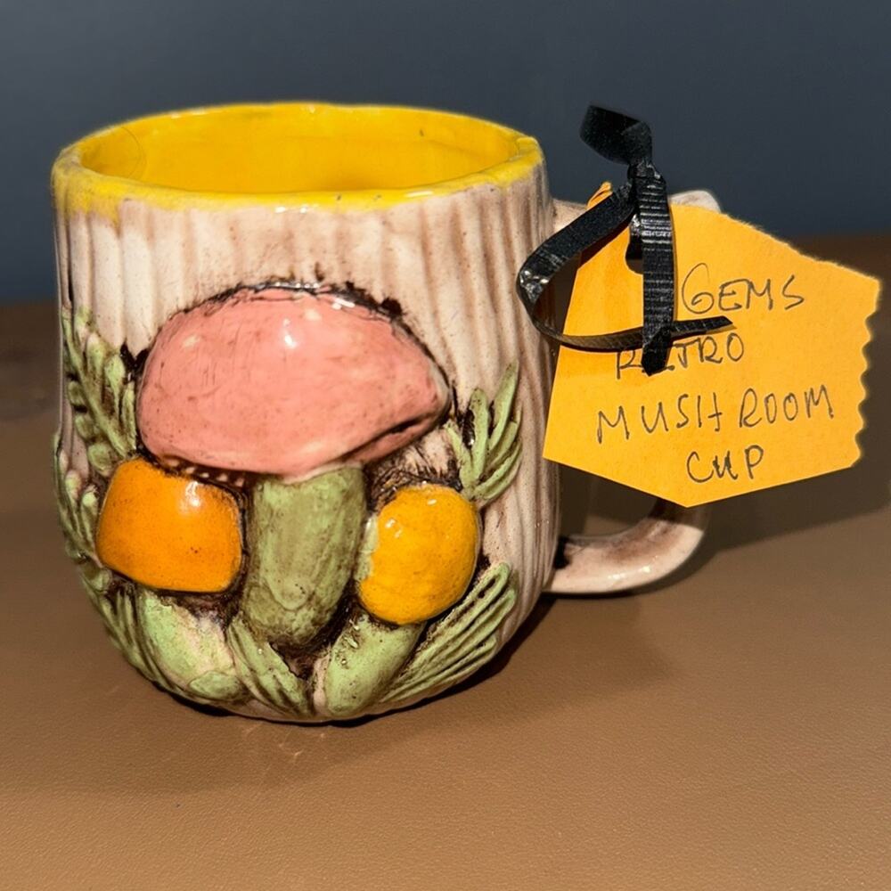 Vintage Arnel mushroom coffee cup mug retro collectible bohemian kitchenware nwt